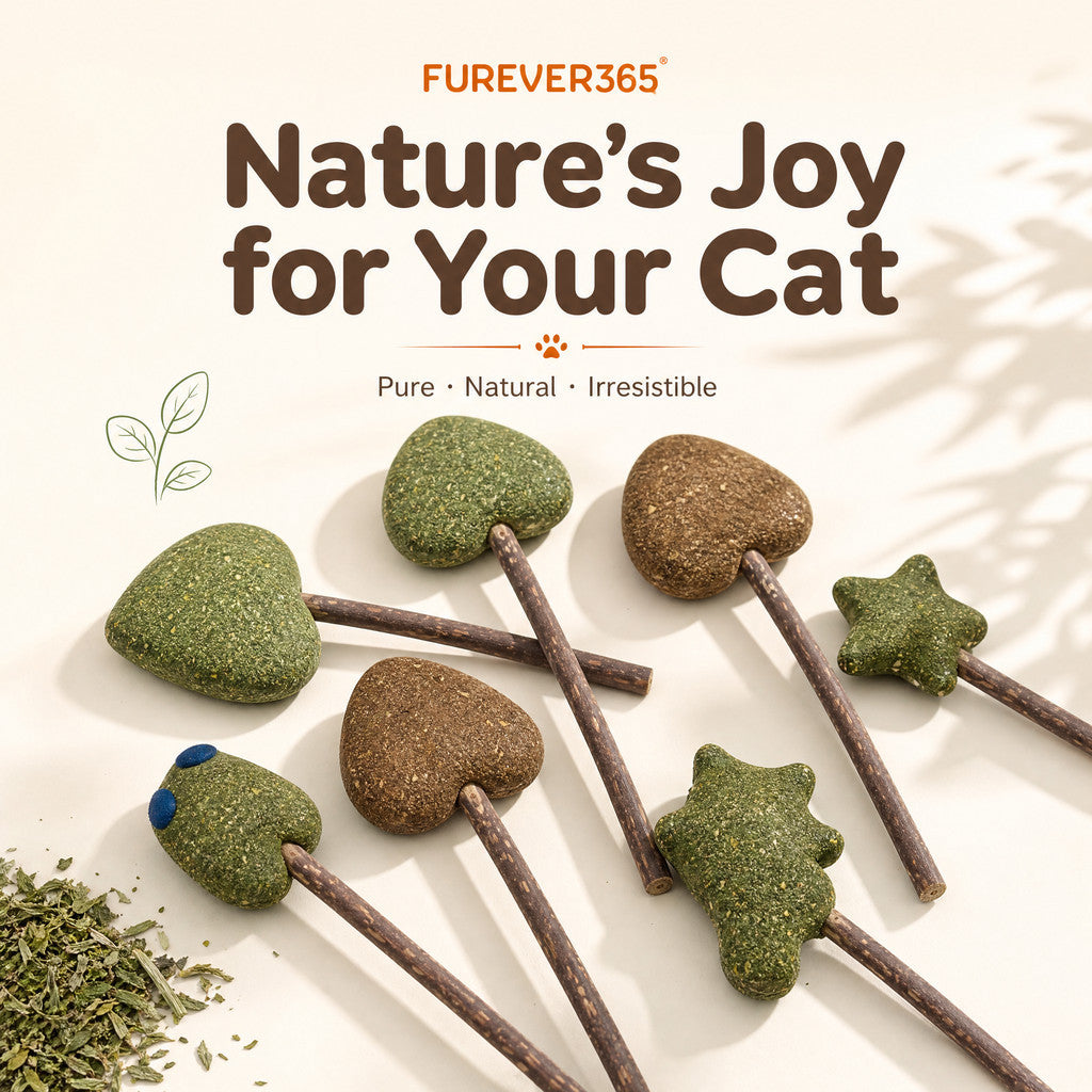 FUREVER365 Natural Catnip Lollipop Cat Toy Silvervine Stick Gall Fruit Molar Chew Toy Teeth Cleaning