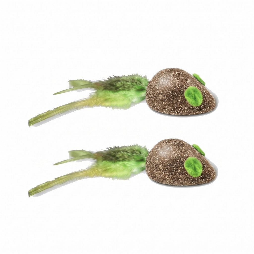 FUREVER365 Natural Catnip Toy Silvervine Mouse Cat Toy Gall Fruit Molar Chew Toy with Feather Kitten