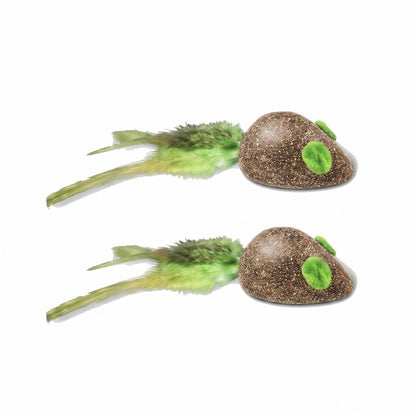 FUREVER365 Natural Catnip Toy Silvervine Mouse Cat Toy Gall Fruit Molar Chew Toy with Feather Kitten