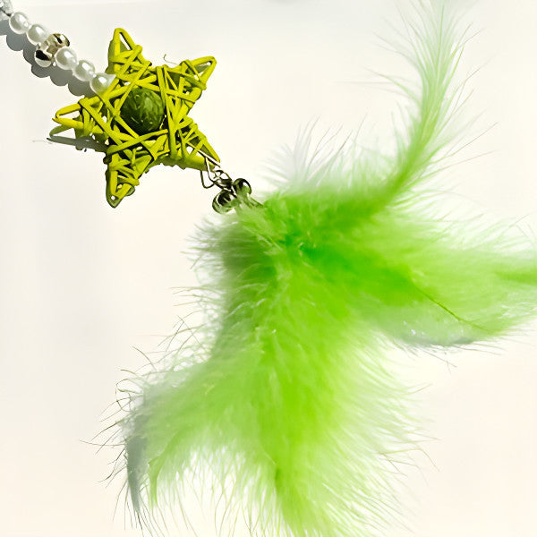 FUREVER365 Retractable Cat Teaser Wand with Star Catnip Ball & Bell Feather Toy Crystal Handle Kitten