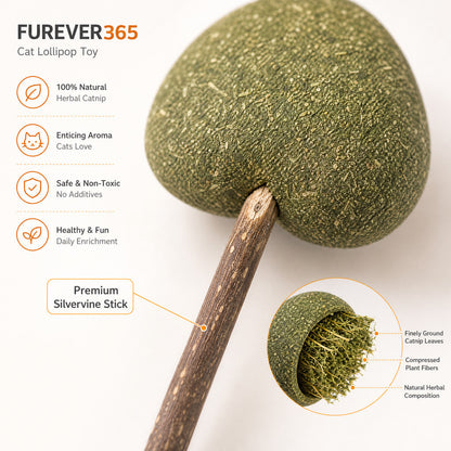 FUREVER365 Natural Catnip Lollipop Cat Toy Silvervine Stick Gall Fruit Molar Chew Toy Teeth Cleaning