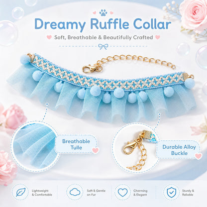 FUREVER365 Cute Cat Lace Mesh Collar Pet Princess Scarf Necklace for Small Dogs Birthday Party Props