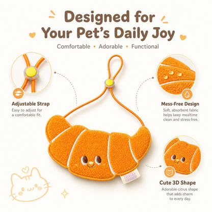 FUREVER365 Cute Croissant Bread Pet Bib Original Design Cat Dog Saliva Towel Decorative Scarf Kucing