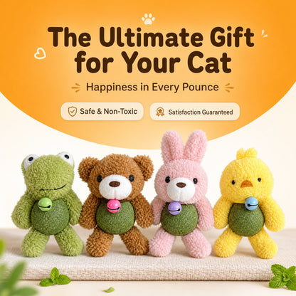 FUREVER365 Cute Catnip Toy Cat Plush Doll Molar Toy Gall Fruit Cat Chew Toy with Bell Interactive Toy