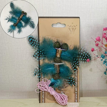 FUREVER365 Interactive Cat Spring Toy with Natural Feather Catnip Silvervine Hemp Rope Molar Toy