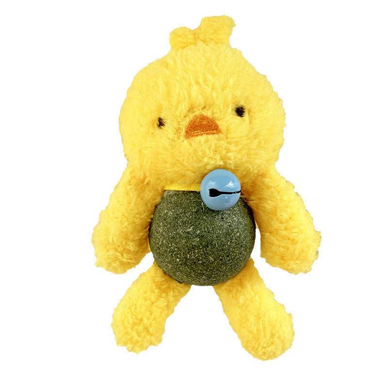 FUREVER365 Cute Catnip Toy Cat Plush Doll Molar Toy Gall Fruit Cat Chew Toy with Bell Interactive Toy