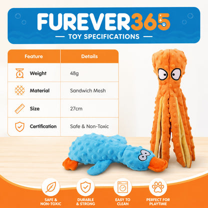 FUREVER365 Cute Duck Pet Plush Toy Squeaky Dog Toy Interactive Crinkle Molar Toy Bite Resistant Doll DT-2404