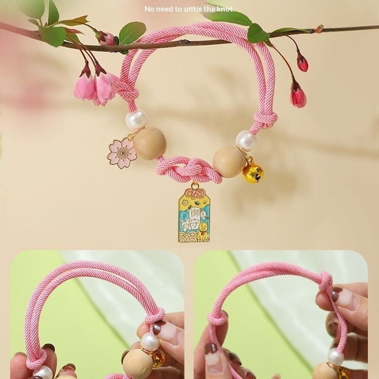 FUREVER365 Cat Anti Flea Mosquito Repellent Collar Natural Camphor Wood Bell Collar Lucky Charm Scarf