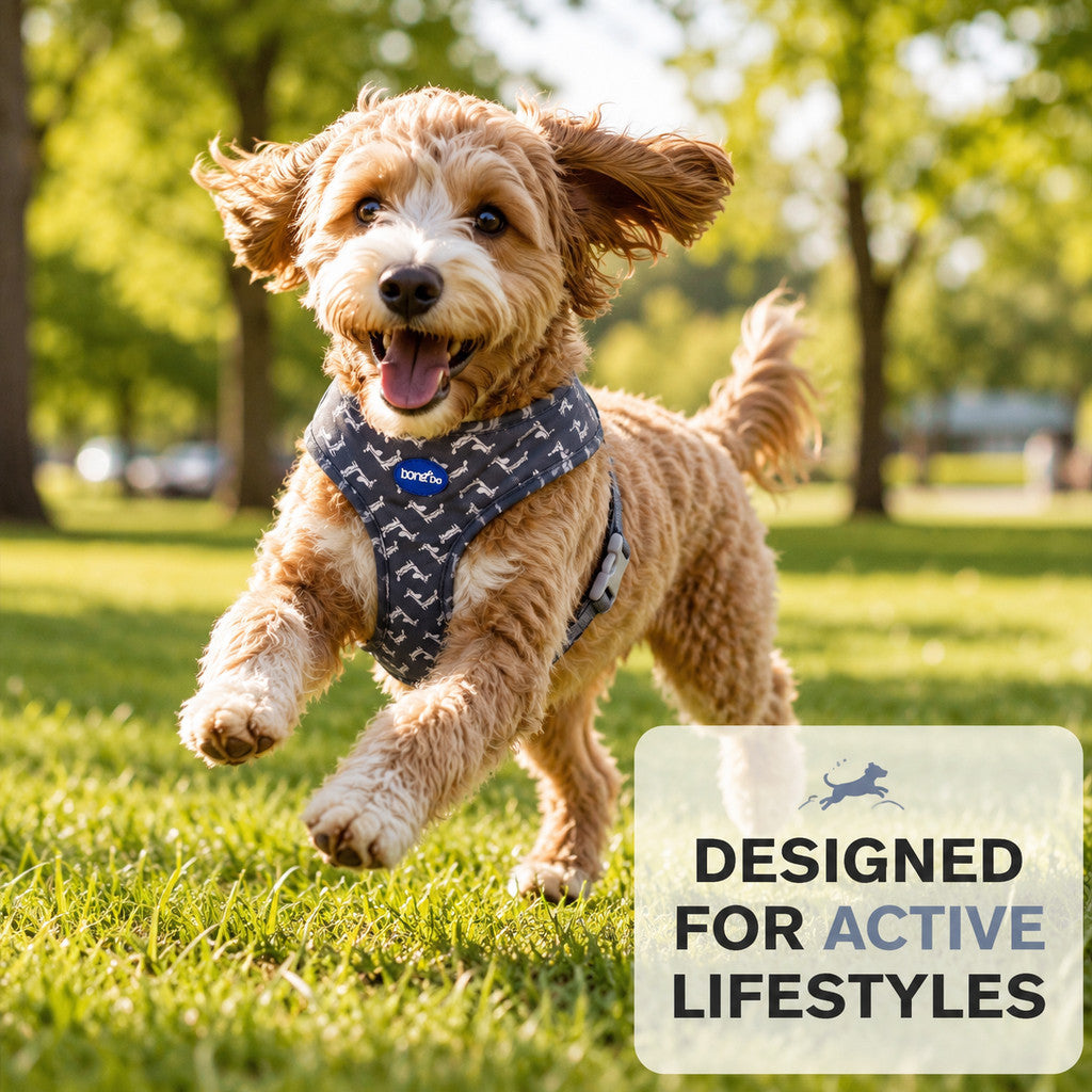 FUREVER365 Houndstooth Pet Harness Leash Set with Poop Bag Dispenser Breathable Dog Vest Chest Strap