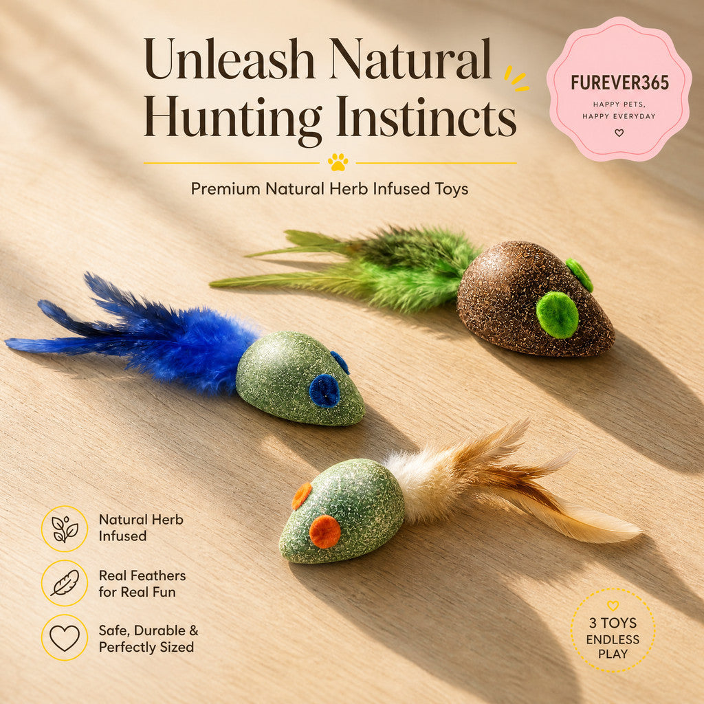 FUREVER365 Natural Catnip Toy Silvervine Mouse Cat Toy Gall Fruit Molar Chew Toy with Feather Kitten