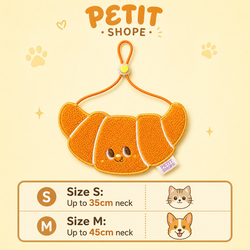 FUREVER365 Cute Croissant Bread Pet Bib Original Design Cat Dog Saliva Towel Decorative Scarf Kucing