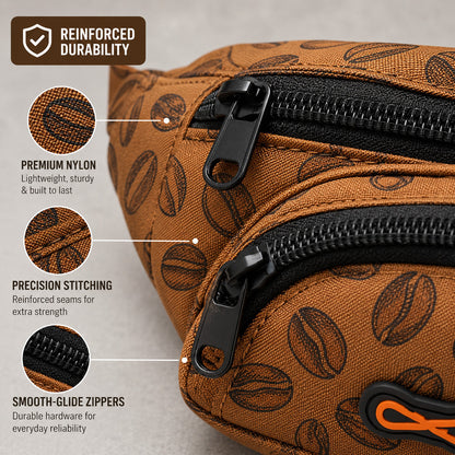 FUREVER365 Lightweight Pet Walking Waist Bag Leaf Print Storage Fanny Pack Multi-purpose Chest Bag