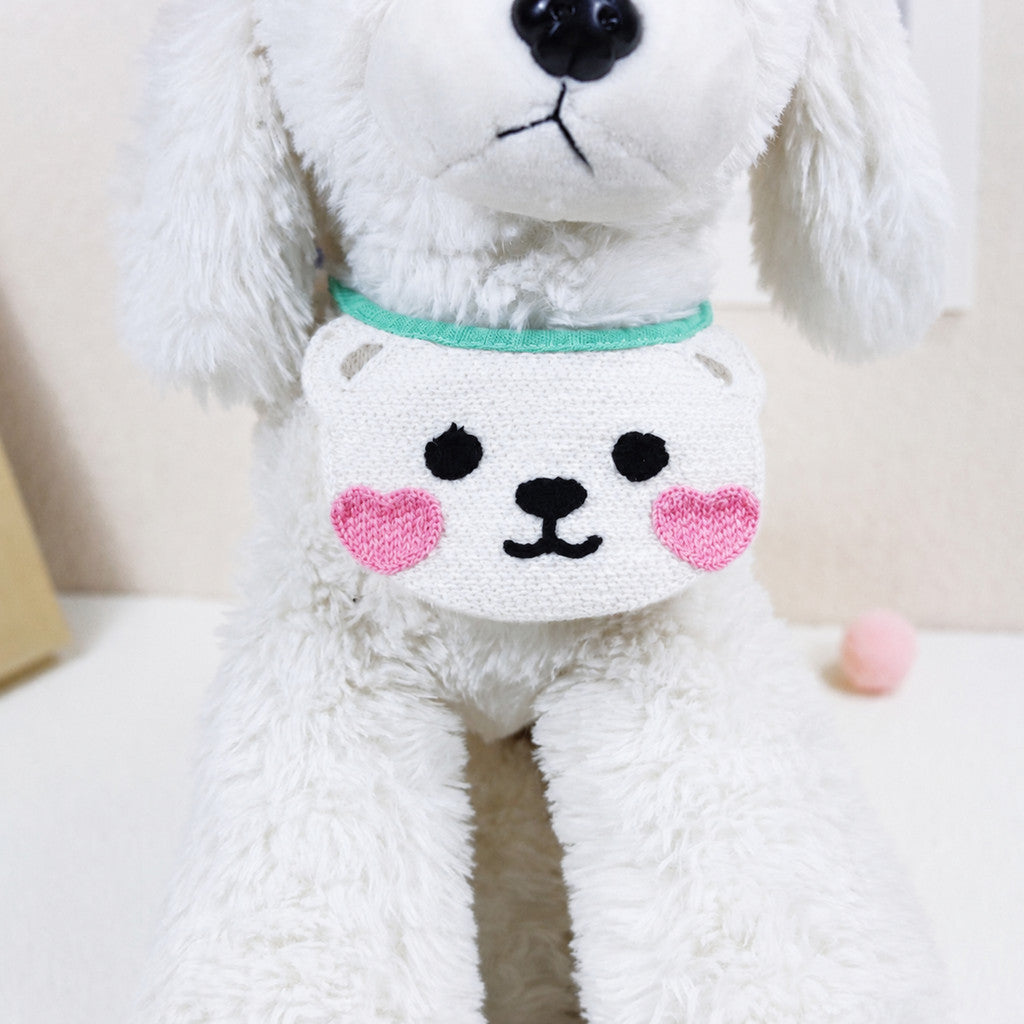 FUREVER365 Cute Pet Bib Cotton Saliva Towel Cat Scarf Dog Triangle Scarf Embroidery Puppy Neck Warmer