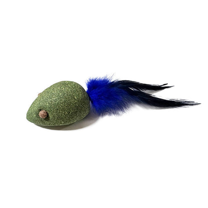 FUREVER365 Natural Catnip Toy Silvervine Mouse Cat Toy Gall Fruit Molar Chew Toy with Feather Kitten