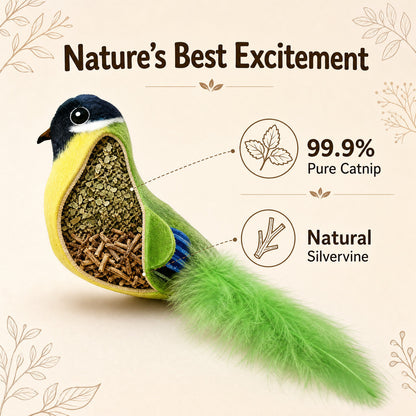 FUREVER365 Catnip Toy with Silvervine Crinkle Paper Cat Plush Toy Feather Bird Duck Interactive Toy