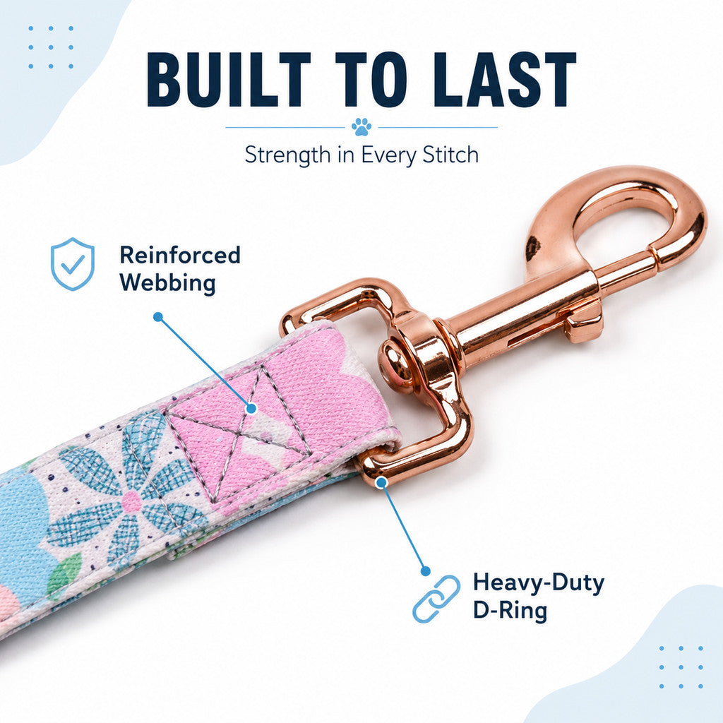 FUREVER365 Black Cherry Fashion Print Pet Leash Durable Polyester Dog Traction Rope Cat Walking Leash