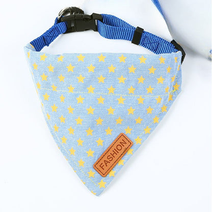 FUREVER365 Pet Bandana Collar Leash Set Dog Scarf Traction Rope Outdoor Walking Adjustable Accessories