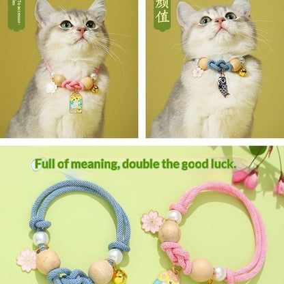 FUREVER365 Cat Anti Flea Mosquito Repellent Collar Natural Camphor Wood Bell Collar Lucky Charm Scarf