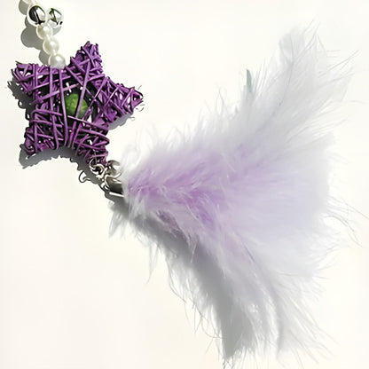 FUREVER365 Retractable Cat Teaser Wand with Star Catnip Ball & Bell Feather Toy Crystal Handle Kitten
