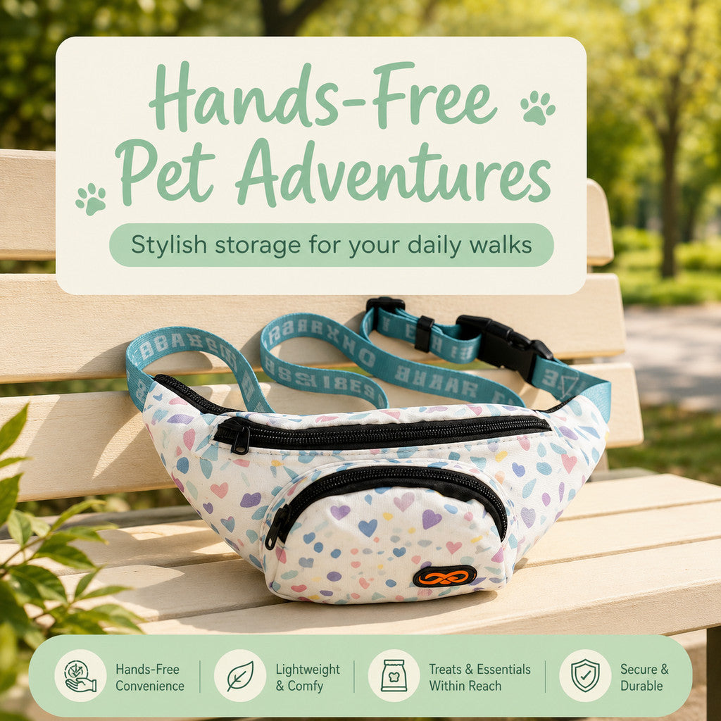 FUREVER365 Lightweight Pet Walking Waist Bag Leaf Print Storage Fanny Pack Multi-purpose Chest Bag