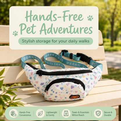FUREVER365 Lightweight Pet Walking Waist Bag Leaf Print Storage Fanny Pack Multi-purpose Chest Bag