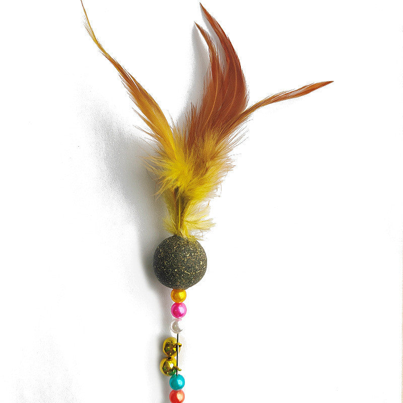 FUREVER365 Retractable Cat Teaser Wand with Catnip Ball & Bell Feather Toy Interactive Kitten Toy