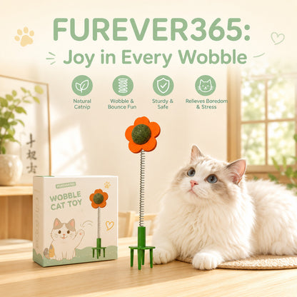 FUREVER365 Interactive Cat Toy Wobble Wand with Catnip Felt Feather Teaser Molar Chew Toy for Kitten