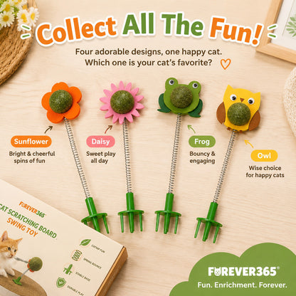 FUREVER365 Interactive Cat Toy Wobble Wand with Catnip Felt Feather Teaser Molar Chew Toy for Kitten