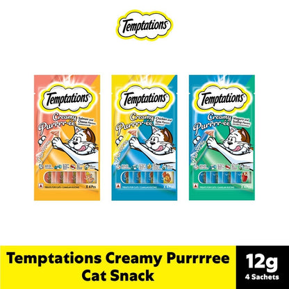 TEMPTATIONS Creamy Purrrr-ee Cat Treats - Chicken & Tuna / Salmon & Cheese / Maguro & Scallop 48g
