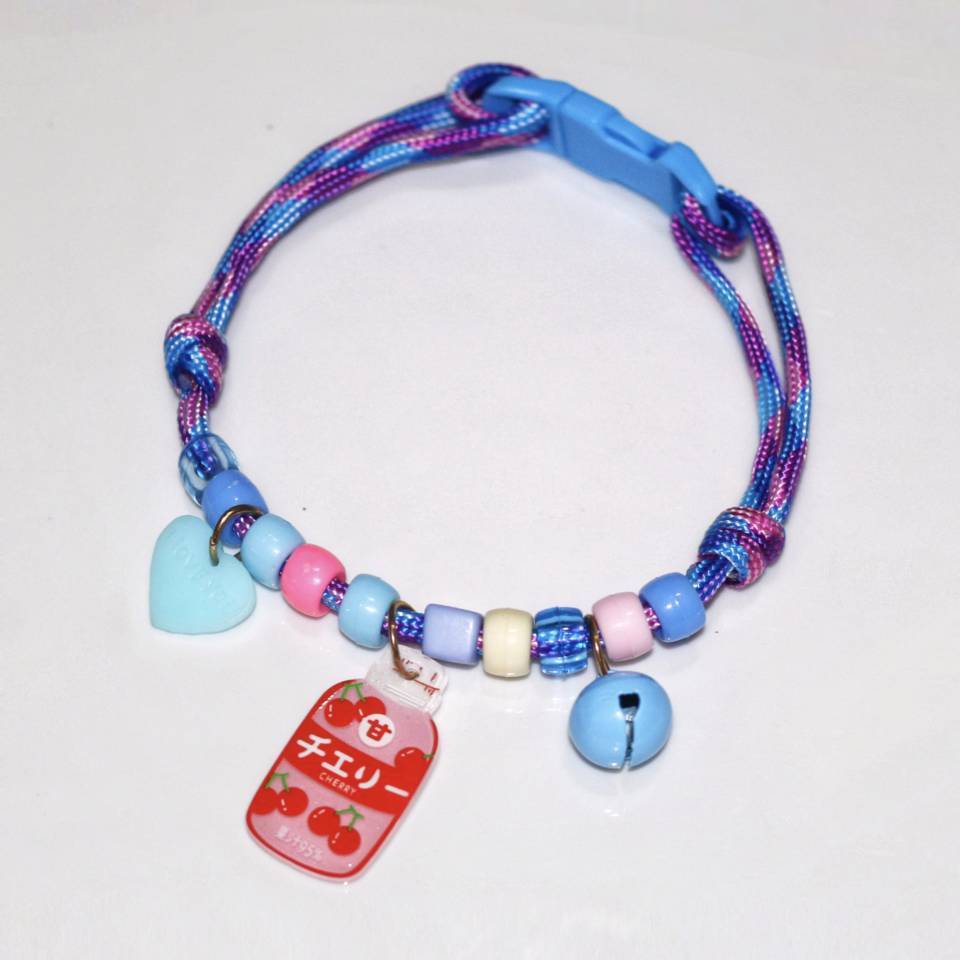 FUREVER365 Colorful Bead Pet Collar Adjustable Cat Dog Necklace Cute Smiley Heart Sun Flower Pendant