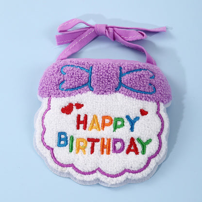FUREVER365 Pet Birthday Hat Bib Set Cat Dog Birthday Party Accessories INS Embroidery Saliva Towel