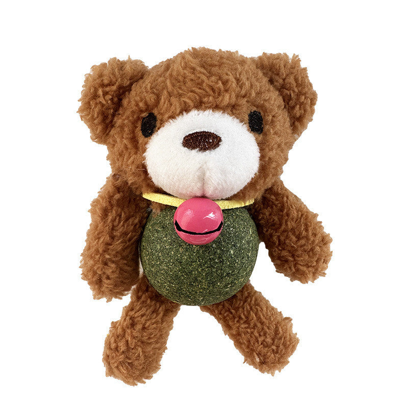 FUREVER365 Cute Catnip Toy Cat Plush Doll Molar Toy Gall Fruit Cat Chew Toy with Bell Interactive Toy