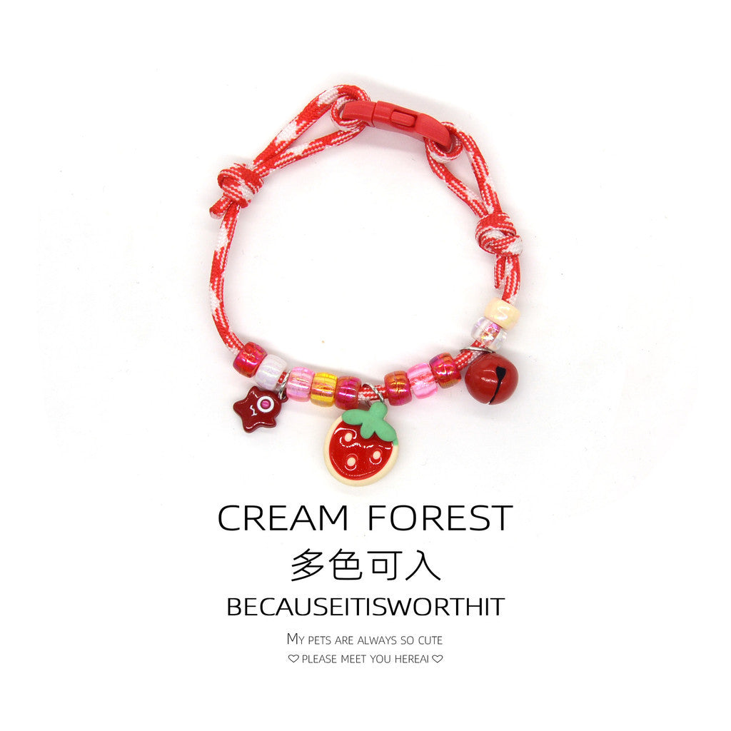 FUREVER365 Colorful Bead Pet Collar Adjustable Cat Dog Necklace Cute Smiley Heart Sun Flower Pendant