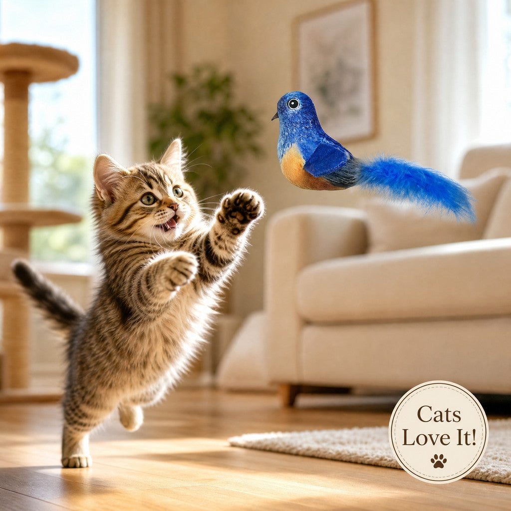 FUREVER365 Catnip Toy with Silvervine Crinkle Paper Cat Plush Toy Feather Bird Duck Interactive Toy
