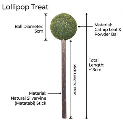 FUREVER365 Natural Catnip Lollipop Cat Toy Silvervine Stick Gall Fruit Molar Chew Toy Teeth Cleaning