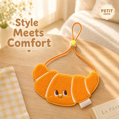 FUREVER365 Cute Croissant Bread Pet Bib Original Design Cat Dog Saliva Towel Decorative Scarf Kucing