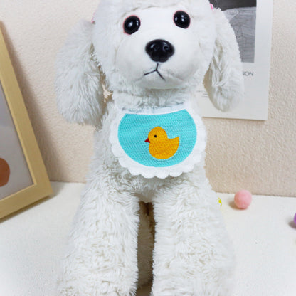 FUREVER365 Cute Pet Bib Cotton Saliva Towel Cat Scarf Dog Triangle Scarf Embroidery Puppy Neck Warmer