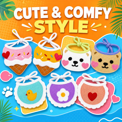 FUREVER365 Cute Pet Bib Cotton Saliva Towel Cat Scarf Dog Triangle Scarf Embroidery Puppy Neck Warmer
