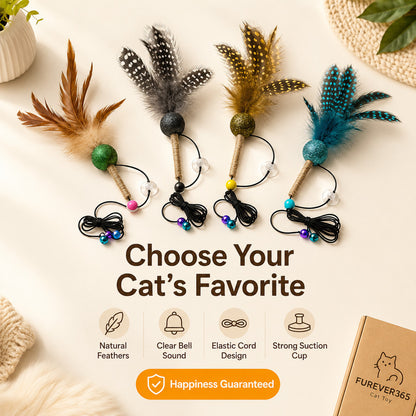 FUREVER365 Interactive Cat Spring Toy with Natural Feather Catnip Silvervine Hemp Rope Molar Toy