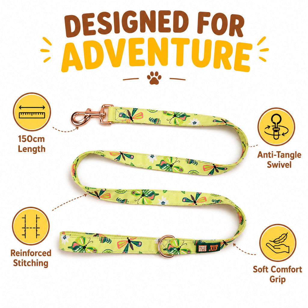 FUREVER365 Black Cherry Fashion Print Pet Leash Durable Polyester Dog Traction Rope Cat Walking Leash