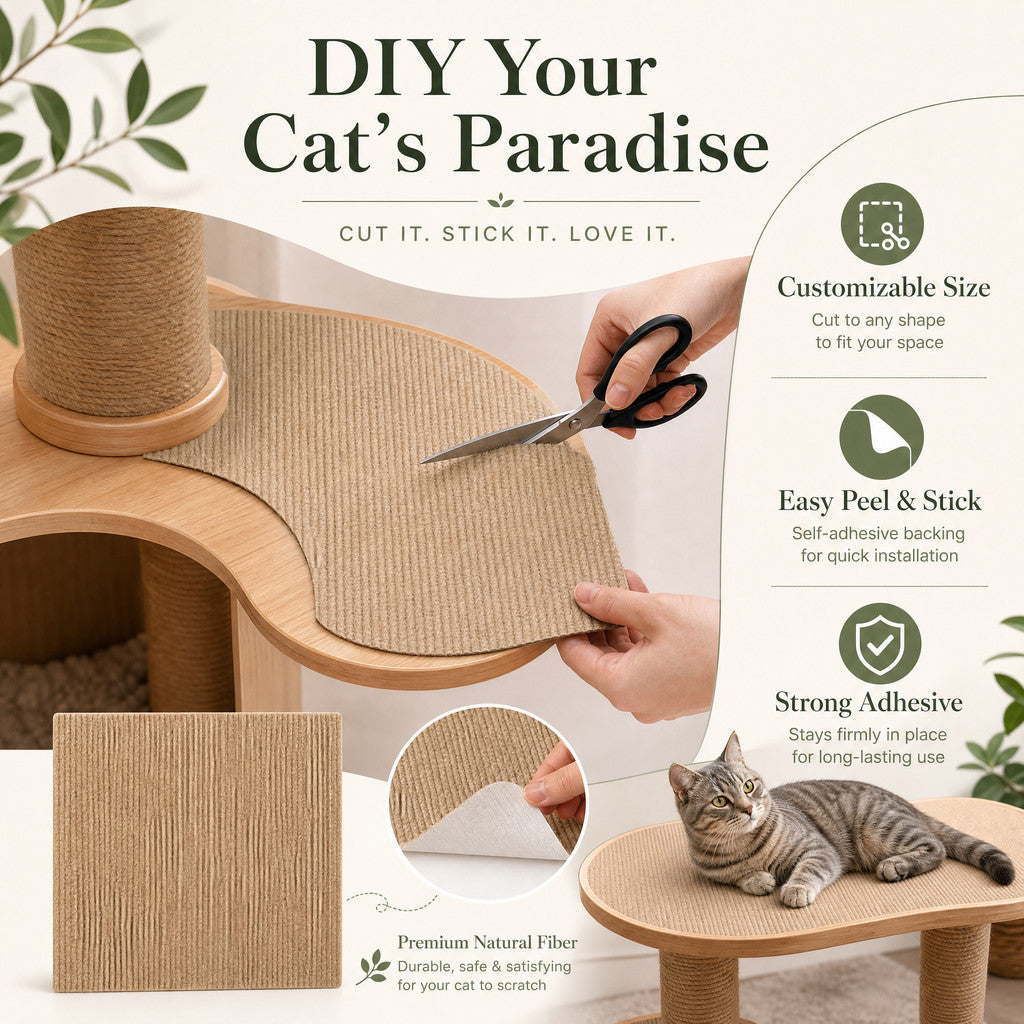 FUREVER365 Self-Adhesive Cat Scratch Mat Sofa Protector Wear-Resistant Felt Wall Pad Customizable DIY