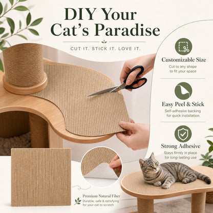 FUREVER365 Self-Adhesive Cat Scratch Mat Sofa Protector Wear-Resistant Felt Wall Pad Customizable DIY