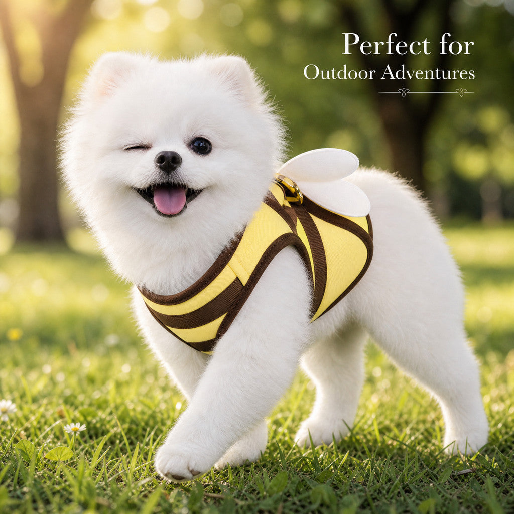 FUREVER365 Designer Pet Harness Leash Set with Angel Wings Breathable Mesh Cat Dog Vest Chest Strap