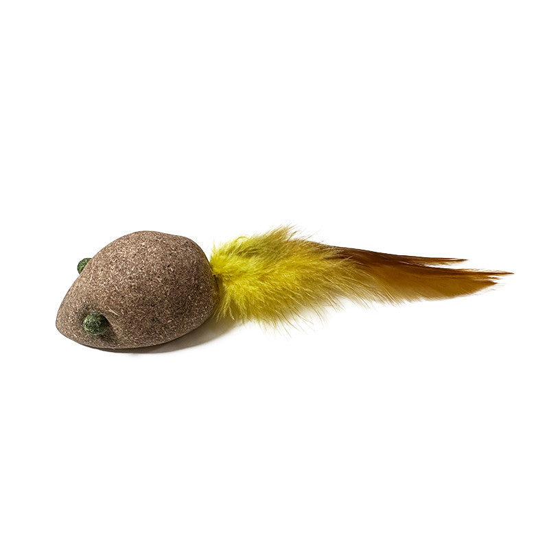 FUREVER365 Natural Catnip Toy Silvervine Mouse Cat Toy Gall Fruit Molar Chew Toy with Feather Kitten