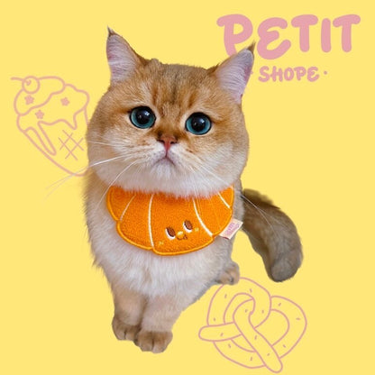 FUREVER365 Cute Croissant Bread Pet Bib Original Design Cat Dog Saliva Towel Decorative Scarf Kucing
