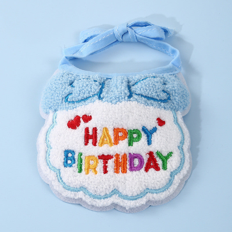 FUREVER365 Pet Birthday Hat Bib Set Cat Dog Birthday Party Accessories INS Embroidery Saliva Towel
