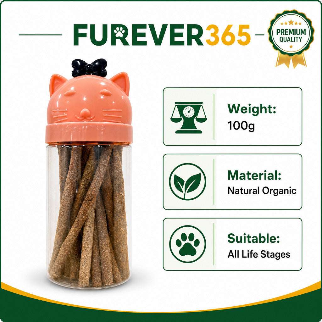 FUREVER365 Bottled Catnip Silvervine Stick Cat Toy Gall Fruit Molar Chew Stick Natural Cat Snack