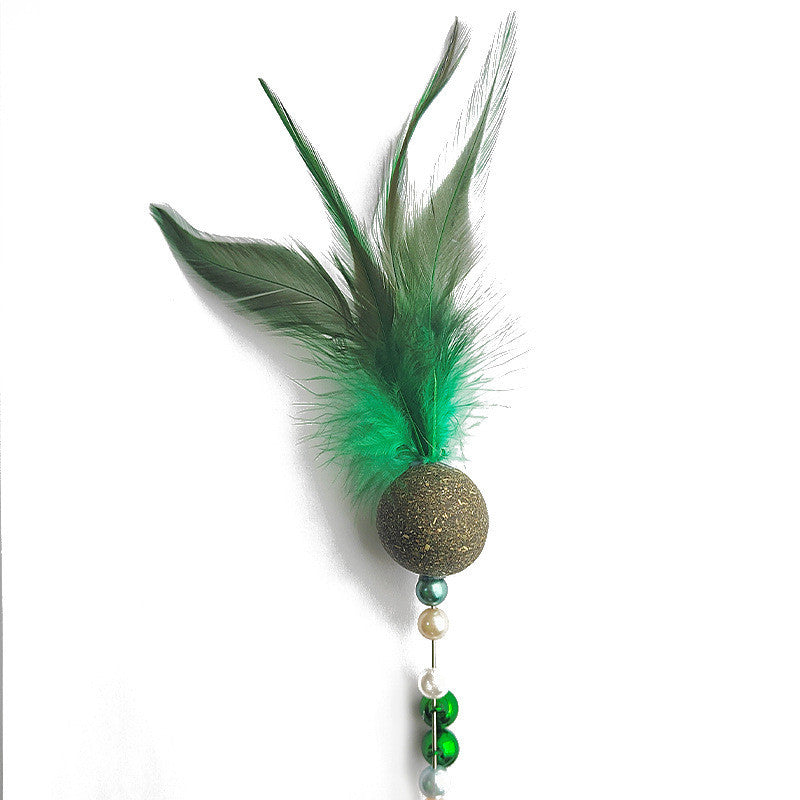 FUREVER365 Retractable Cat Teaser Wand with Catnip Ball & Bell Feather Toy Interactive Kitten Toy