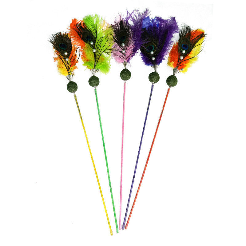 FUREVER365 Interactive Cat Teaser Wand Catnip Silvervine Molar Stick Feather Toy with Bell Kitten