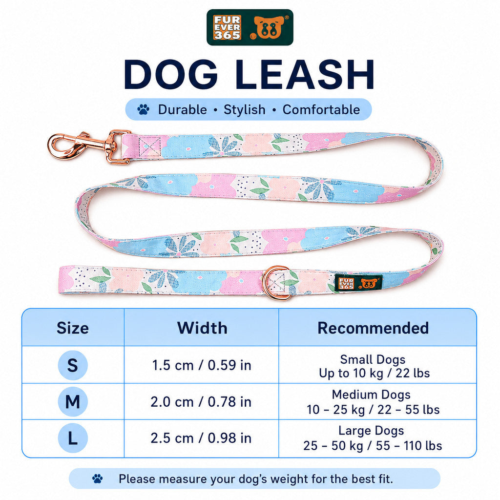 FUREVER365 Black Cherry Fashion Print Pet Leash Durable Polyester Dog Traction Rope Cat Walking Leash